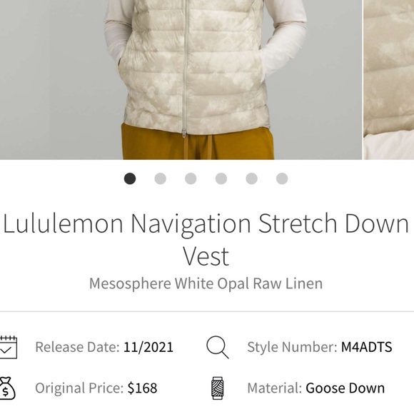Navigation Down Vest Size X-Large/Color Mesosphere White Opal Raw Linen - Picture 7 of 11